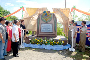 memorial marker for the seven boy scouts participating in a jamboree