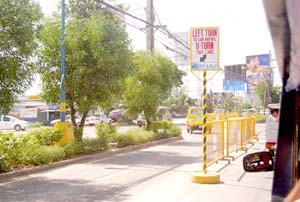 The city government has installed railings in some portions of Benigno Aquino Avenue