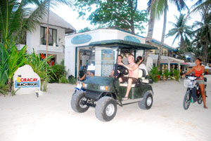 Resort owners and property developers in Boracay try out the new electric-vehicles.