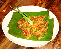 Pritong Asuos with Bagoong Sauce.