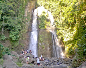 Negrenses enjoy the cool waters of Kipot twin falls in Brgy. Ma-ao, Bago City, Negros Occidental.