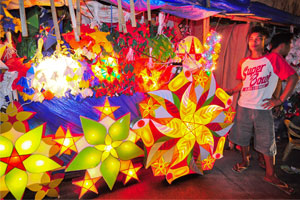 Brightly colored Christmas lanterns sold outside the Provincial Jail in Bacolod City