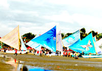 Varied paraws line up during the Paraw Regatta Festival