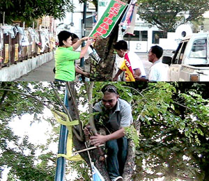 Operation Kakas/Baklas Team storms Jaro Plaza Thursday morning last week to remove all they considered illegally hanged political campaign materials