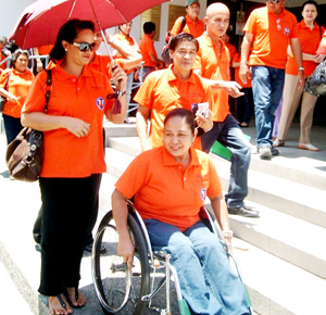 ACCESS. Wheelchair-bound Dolores Laudenorio, head of Office of the Persons with Disability Affairs-Iloilo City