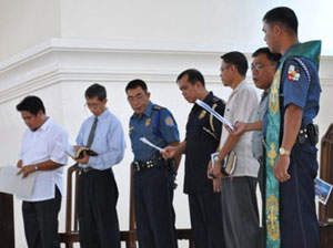 Representatives from various religious groups lead the interfaith prayer vigil for honest,